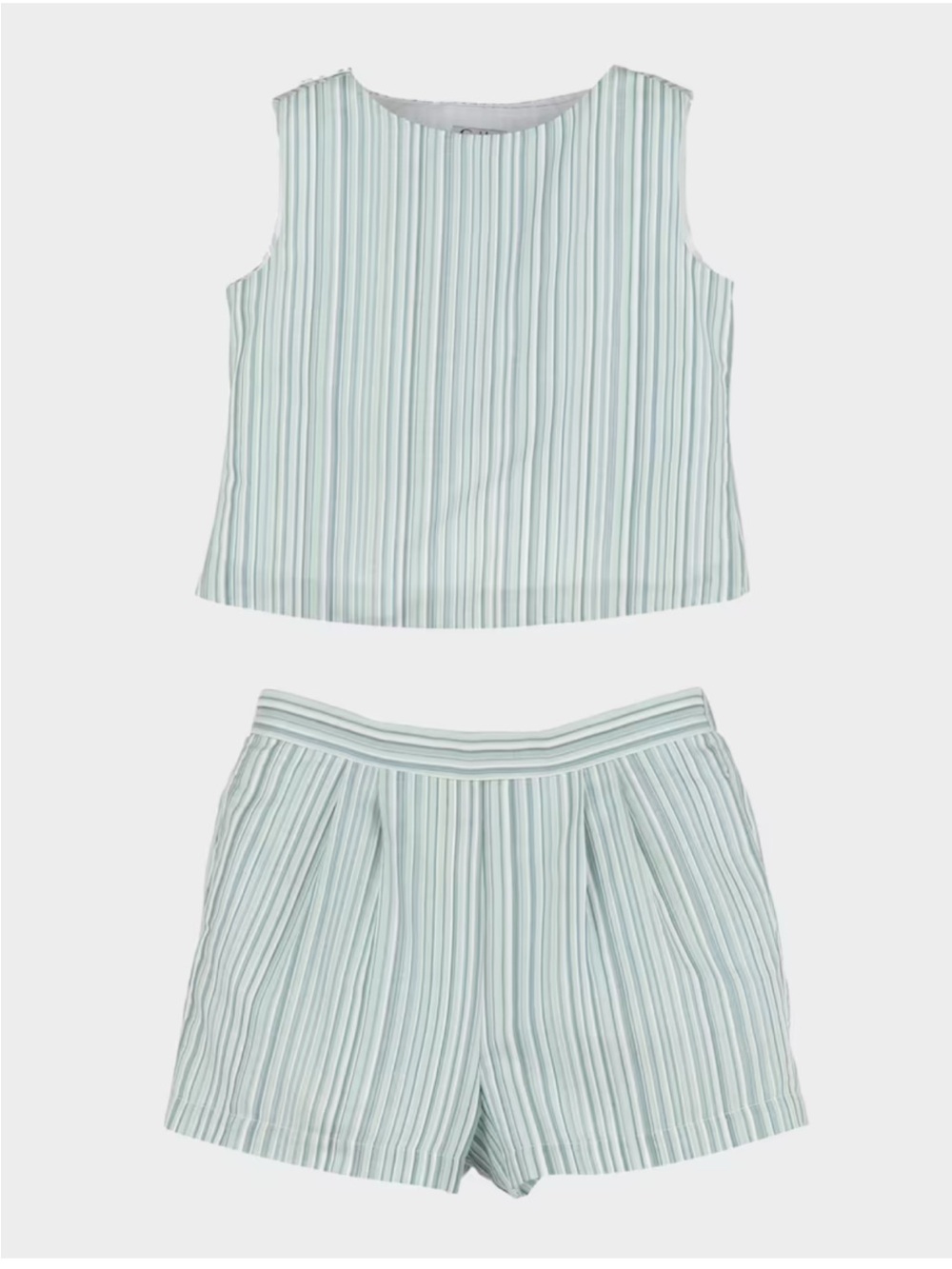Luli & Me Mint and White Striped Sleeveless Pajama Set